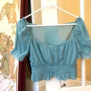 Blue babydoll crop top